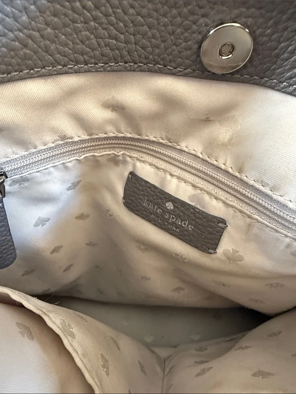 kate spade Gray Pebbled Leather Shoulder Hobo with Tassel